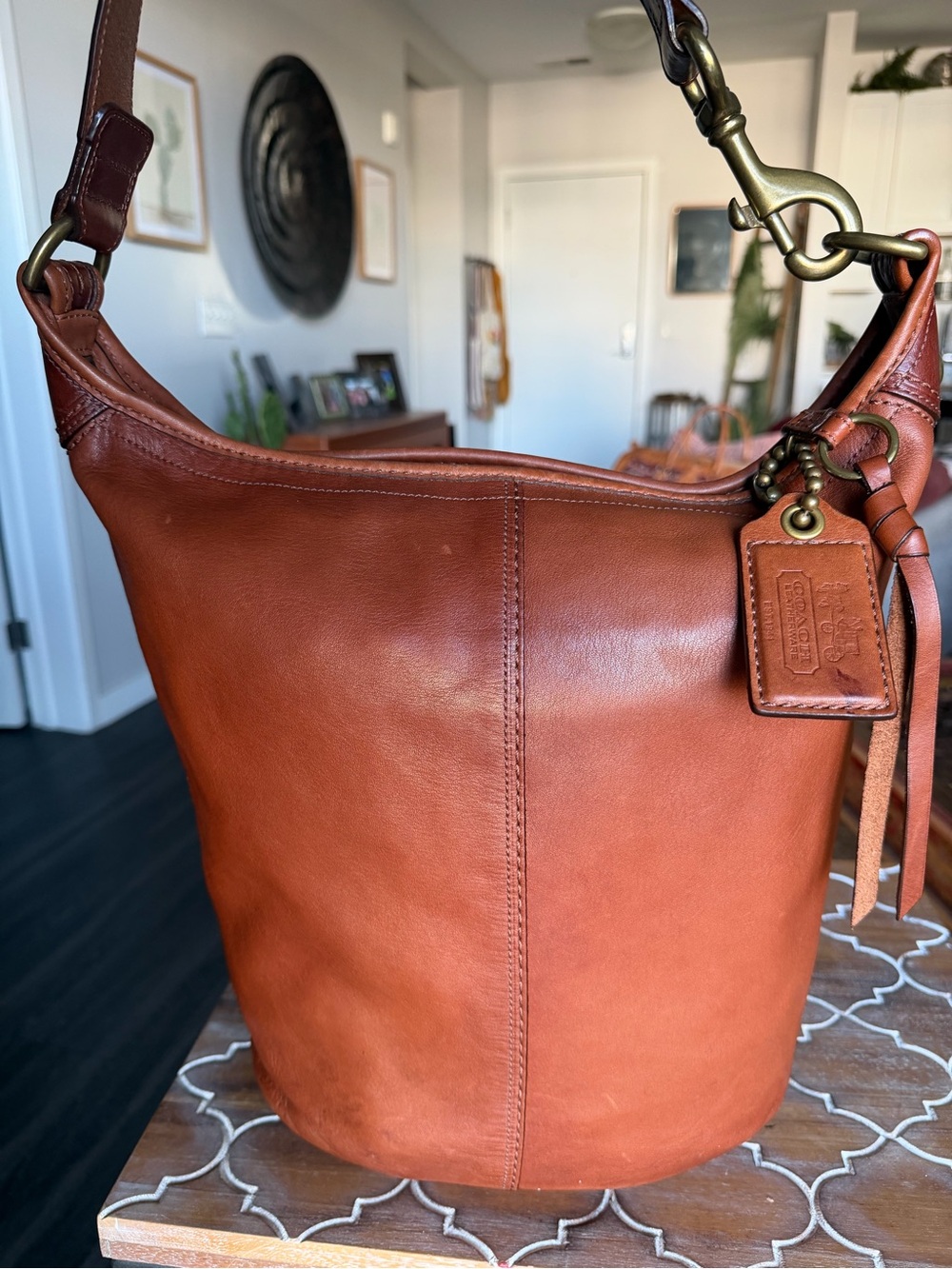 Coach XL Bleeker Bucket Bag – Cognac Leather – Style 11423 – Vintage